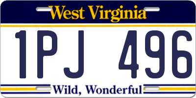 WV license plate 1PJ496