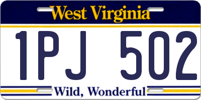 WV license plate 1PJ502