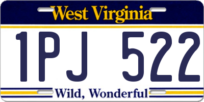 WV license plate 1PJ522