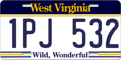 WV license plate 1PJ532