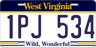 WV license plate 1PJ534