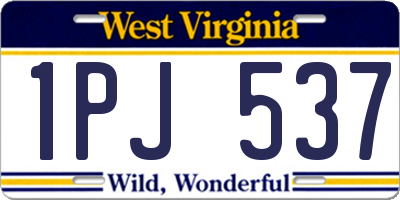 WV license plate 1PJ537