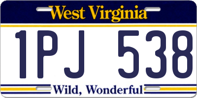 WV license plate 1PJ538