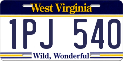 WV license plate 1PJ540