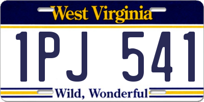 WV license plate 1PJ541