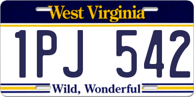 WV license plate 1PJ542