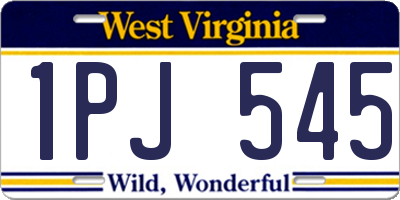 WV license plate 1PJ545