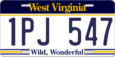 WV license plate 1PJ547