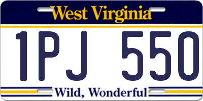 WV license plate 1PJ550