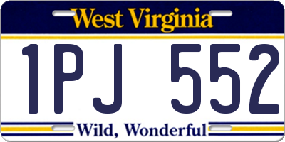 WV license plate 1PJ552