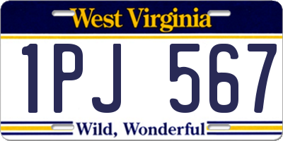 WV license plate 1PJ567