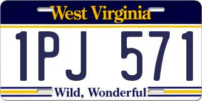 WV license plate 1PJ571