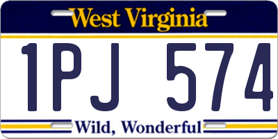 WV license plate 1PJ574