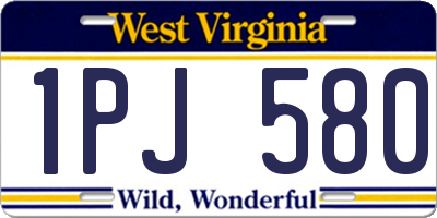 WV license plate 1PJ580
