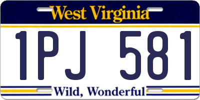 WV license plate 1PJ581