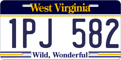 WV license plate 1PJ582