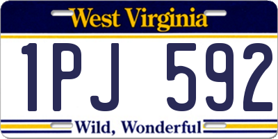WV license plate 1PJ592
