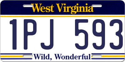 WV license plate 1PJ593