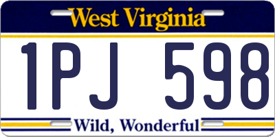 WV license plate 1PJ598