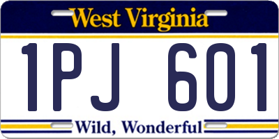 WV license plate 1PJ601