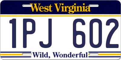 WV license plate 1PJ602