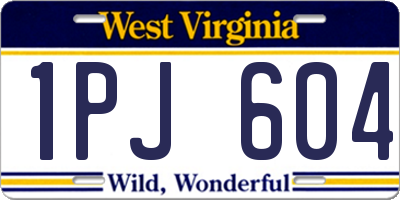 WV license plate 1PJ604