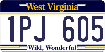 WV license plate 1PJ605