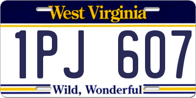 WV license plate 1PJ607