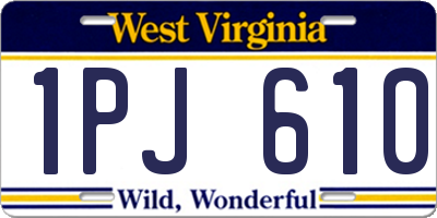 WV license plate 1PJ610