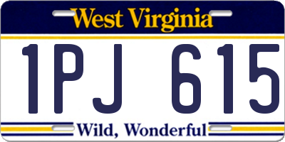 WV license plate 1PJ615