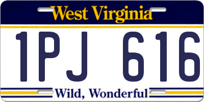 WV license plate 1PJ616