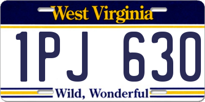 WV license plate 1PJ630
