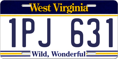 WV license plate 1PJ631