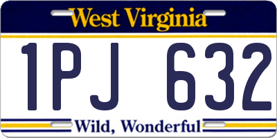 WV license plate 1PJ632