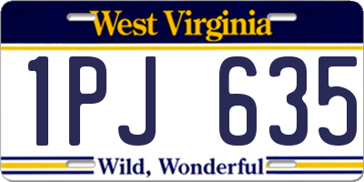 WV license plate 1PJ635