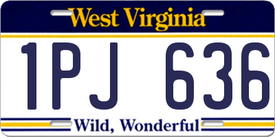 WV license plate 1PJ636