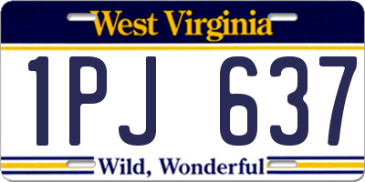 WV license plate 1PJ637