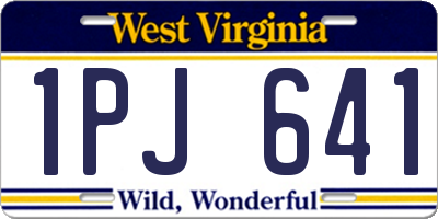 WV license plate 1PJ641