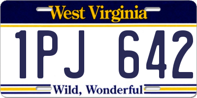 WV license plate 1PJ642