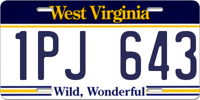 WV license plate 1PJ643