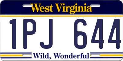 WV license plate 1PJ644