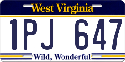 WV license plate 1PJ647