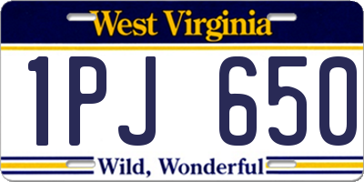 WV license plate 1PJ650