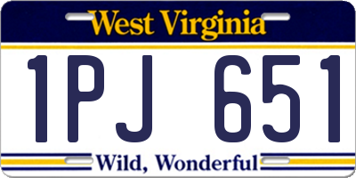 WV license plate 1PJ651