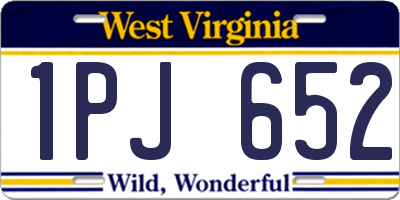 WV license plate 1PJ652