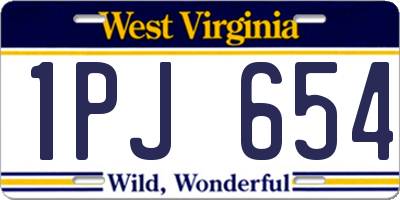 WV license plate 1PJ654