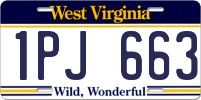 WV license plate 1PJ663
