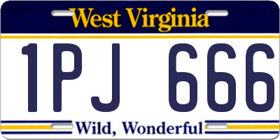 WV license plate 1PJ666