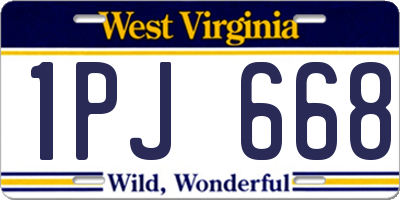 WV license plate 1PJ668