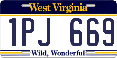 WV license plate 1PJ669